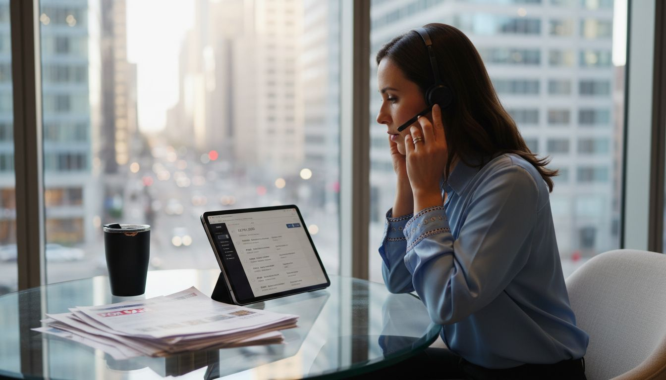 Real estate broker tracking leads on tablet