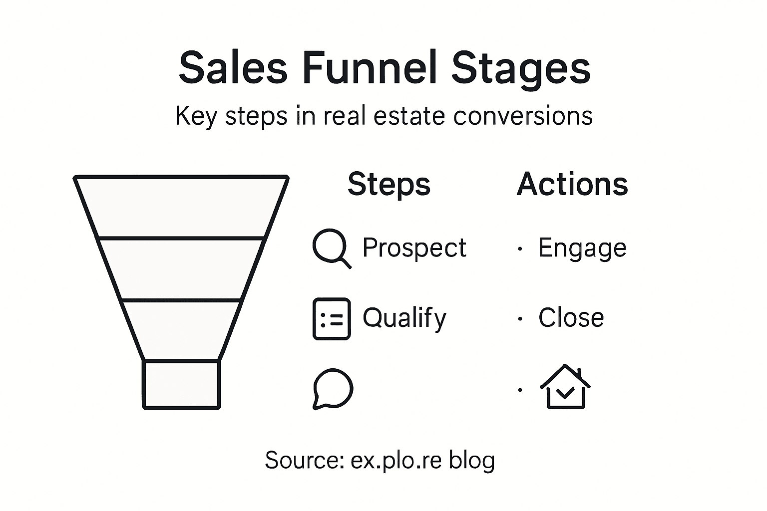 Infographic showing real estate funnel stages