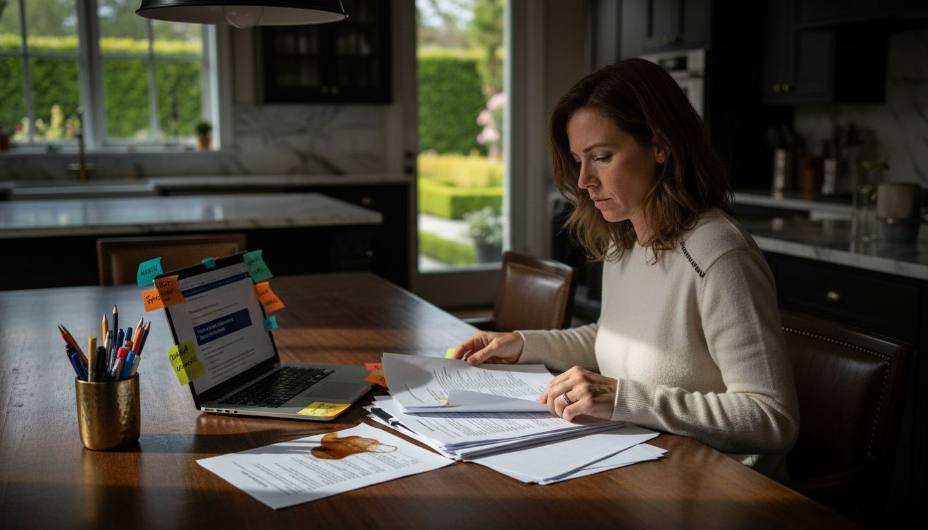 FSBO seller managing legal paperwork alone