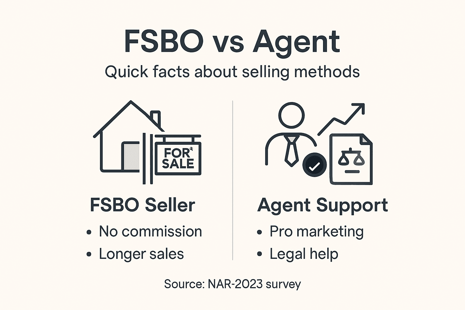 Infographic comparing FSBO and agent strategies