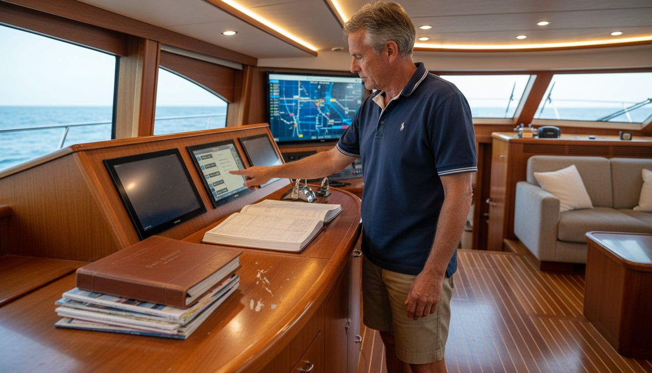 Owner using yacht interior technology screen