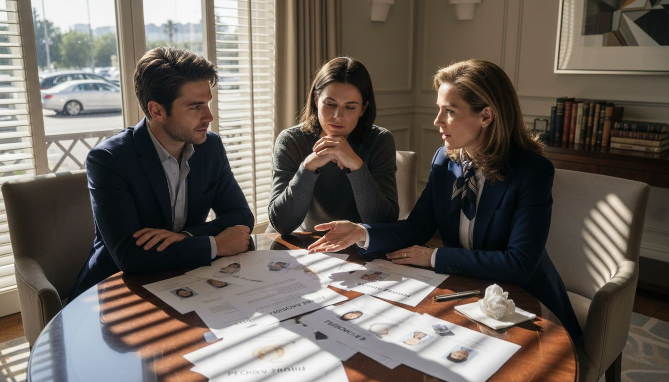 Agent presenting buyer profile sheets to clients
