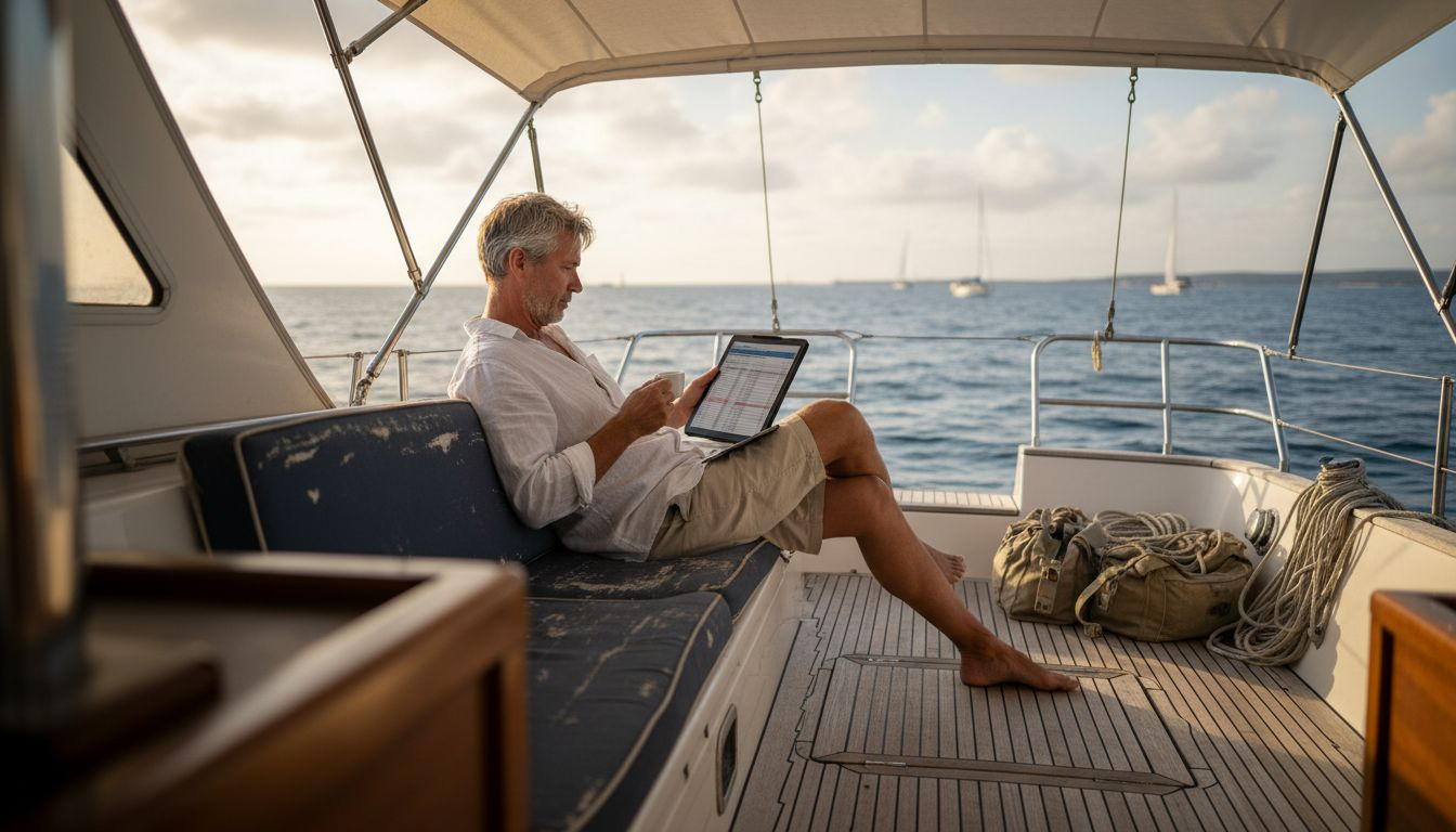 Yacht owner relaxing in private space