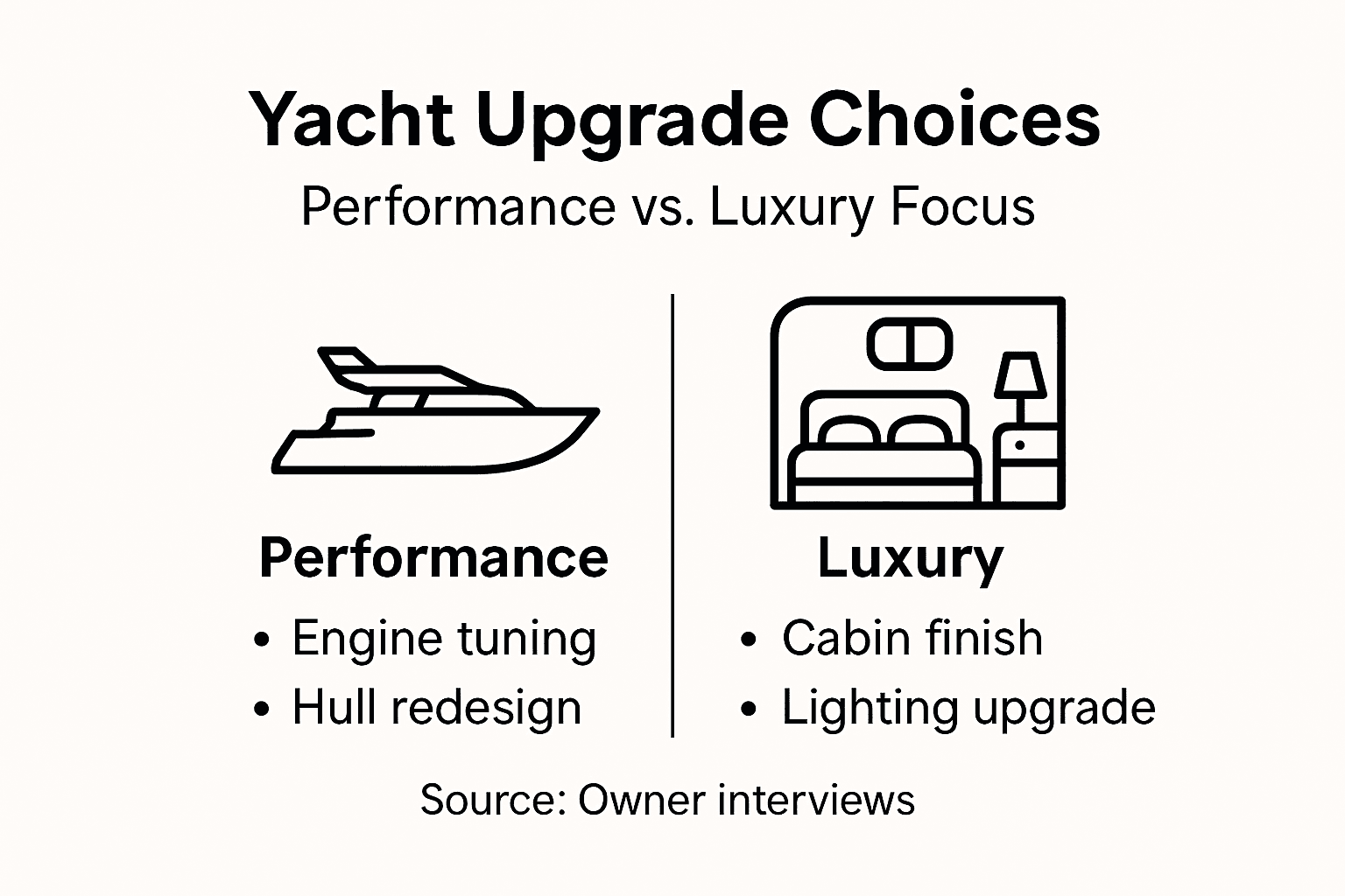 Infographic comparing yacht luxury and performance