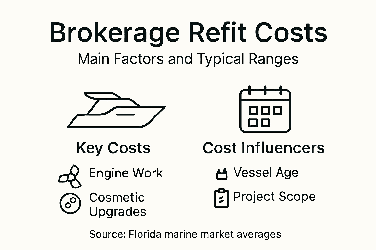 Infographic showing yacht refit cost breakdown