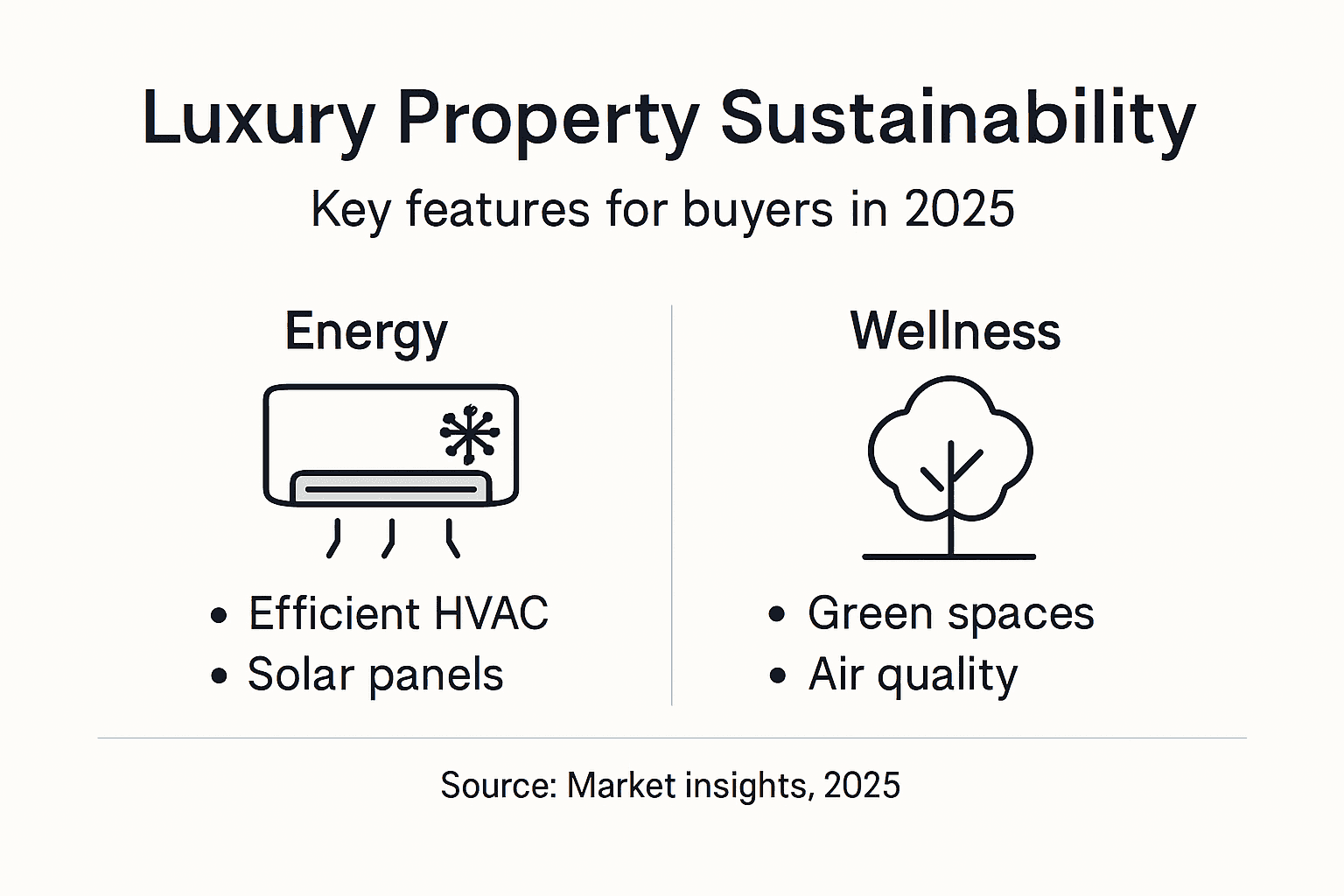 Infographic showing sustainability features in luxury real estate