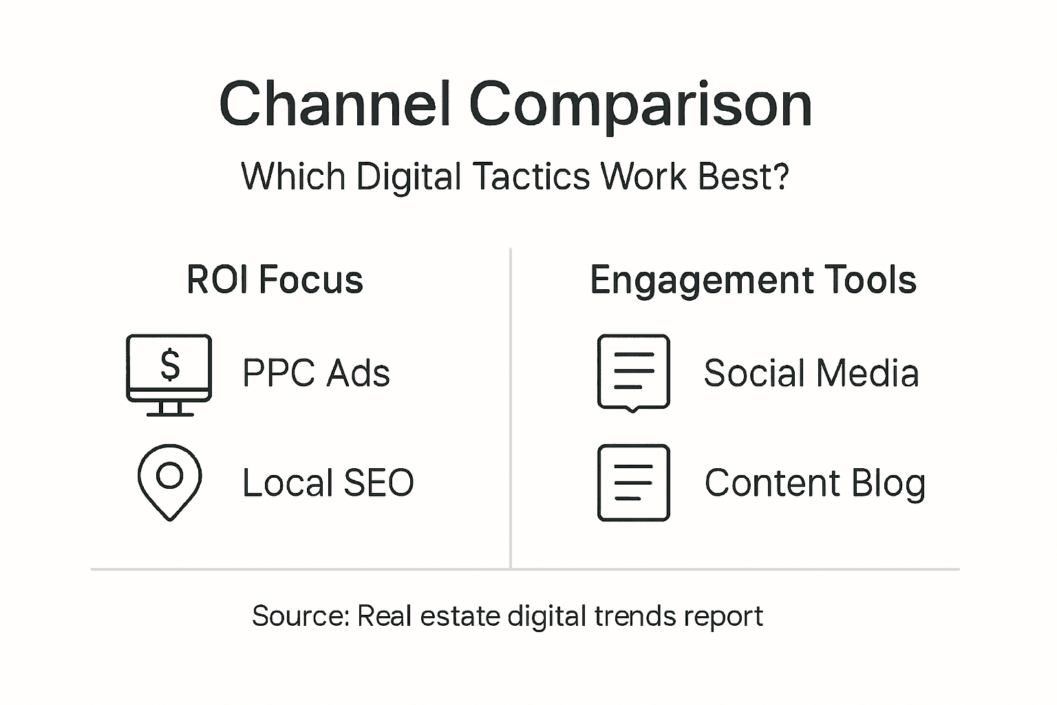 Infographic comparing real estate digital channels