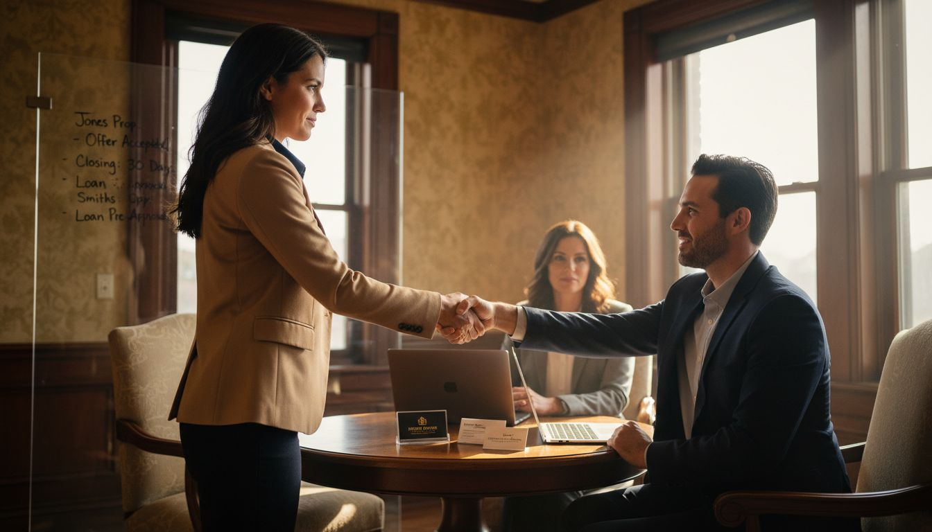 Real estate agent connecting with peers
