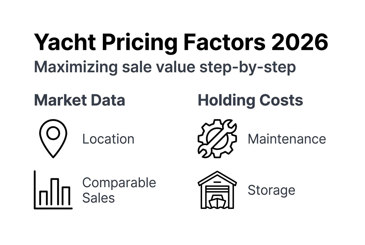 Infographic showing yacht pricing value factors