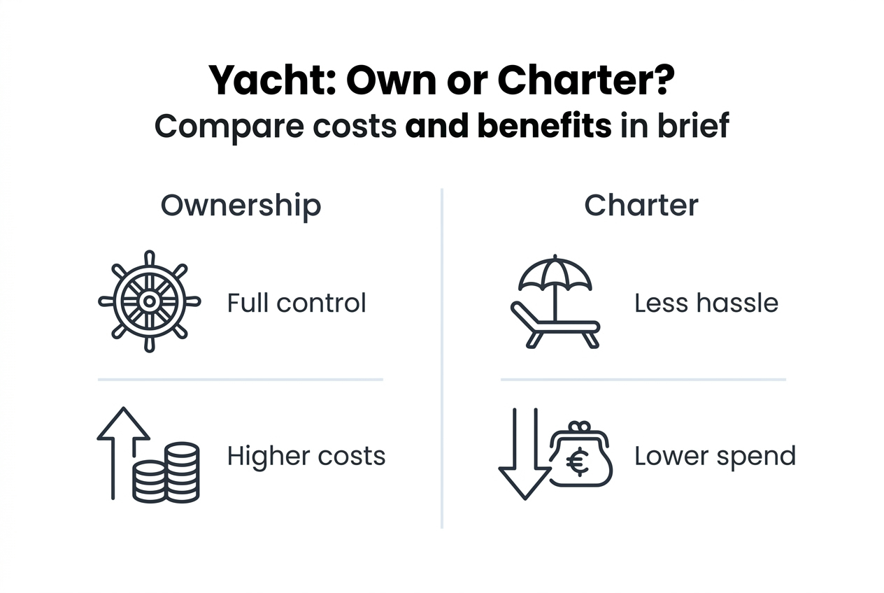 Infographic comparing yacht ownership versus chartering