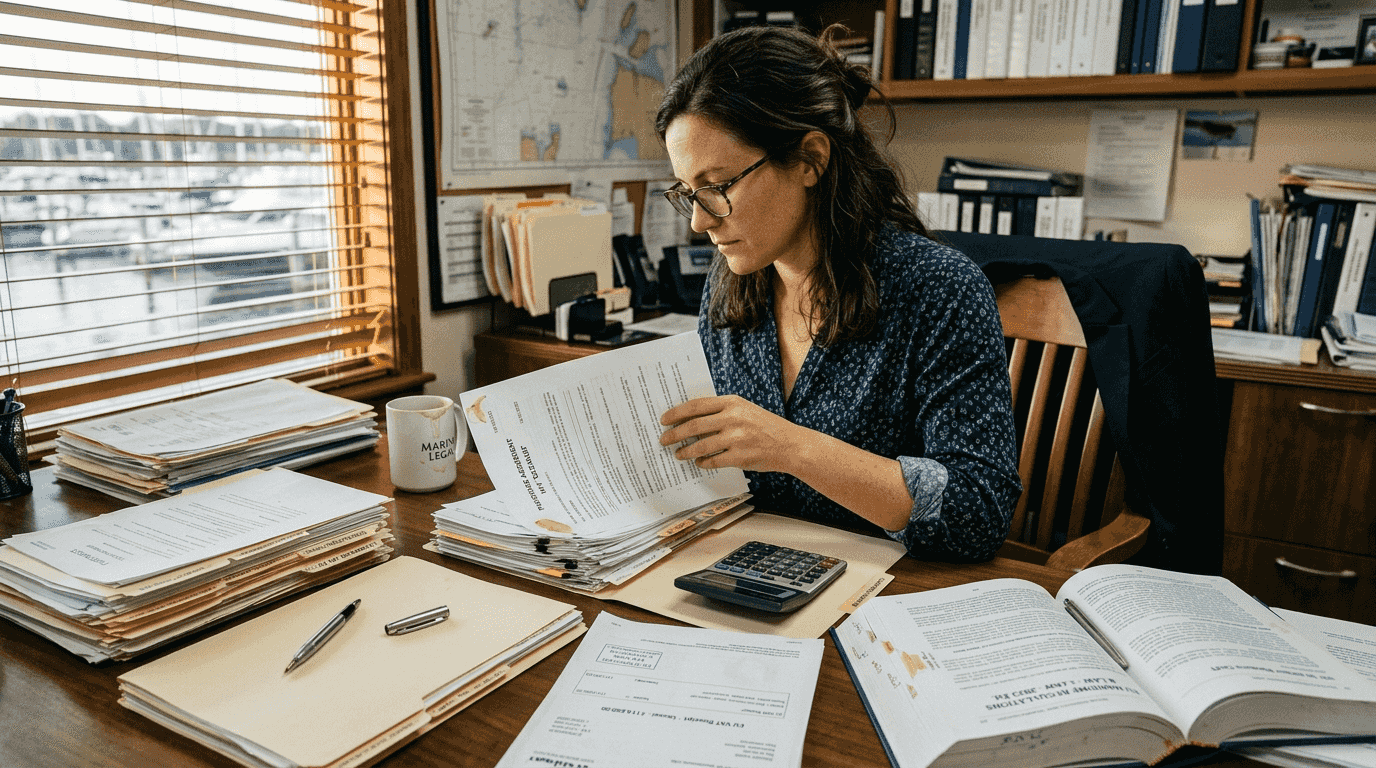 Attorney checks yacht purchase VAT paperwork