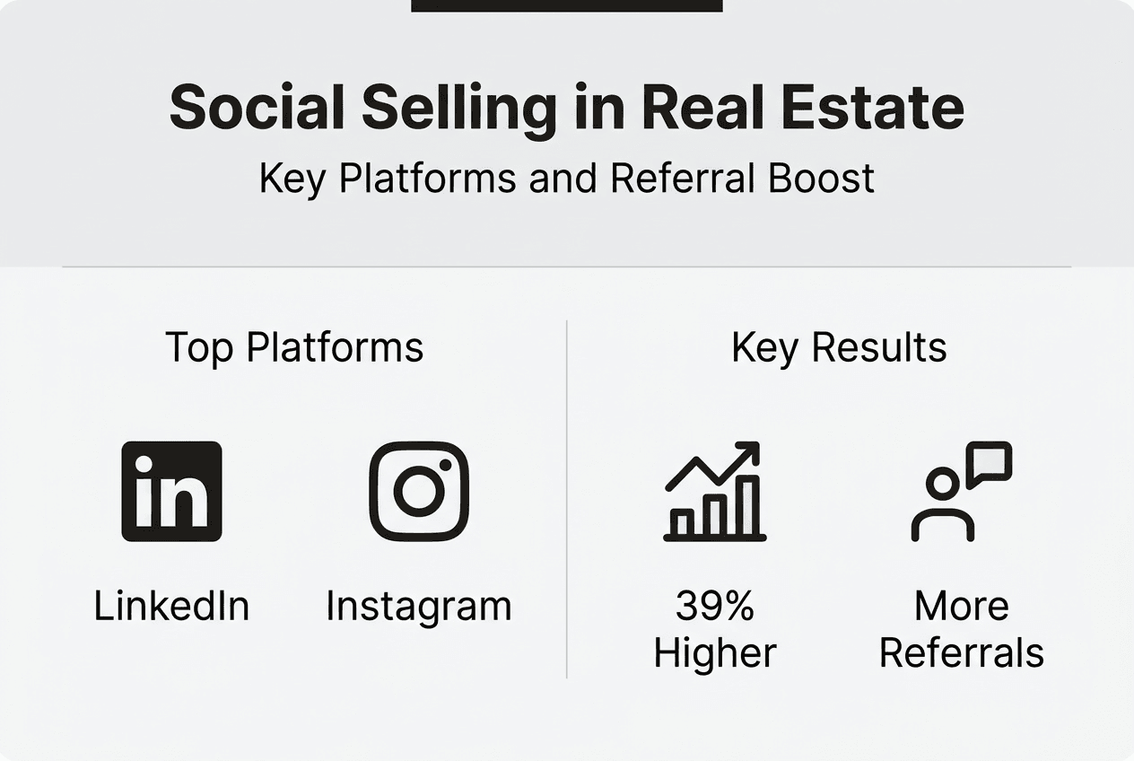 Social selling infographic with platforms and results
