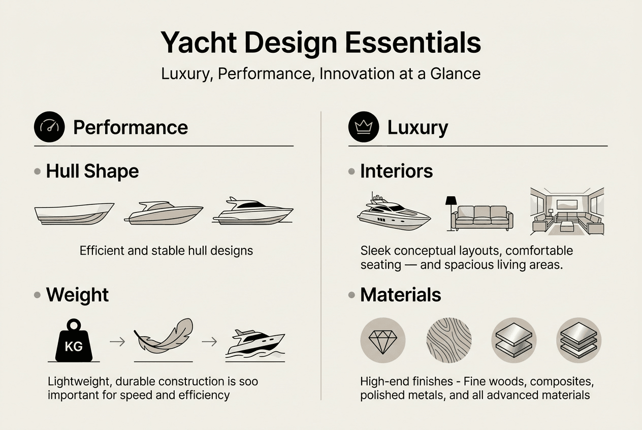 Infographic of yacht design essentials categories
