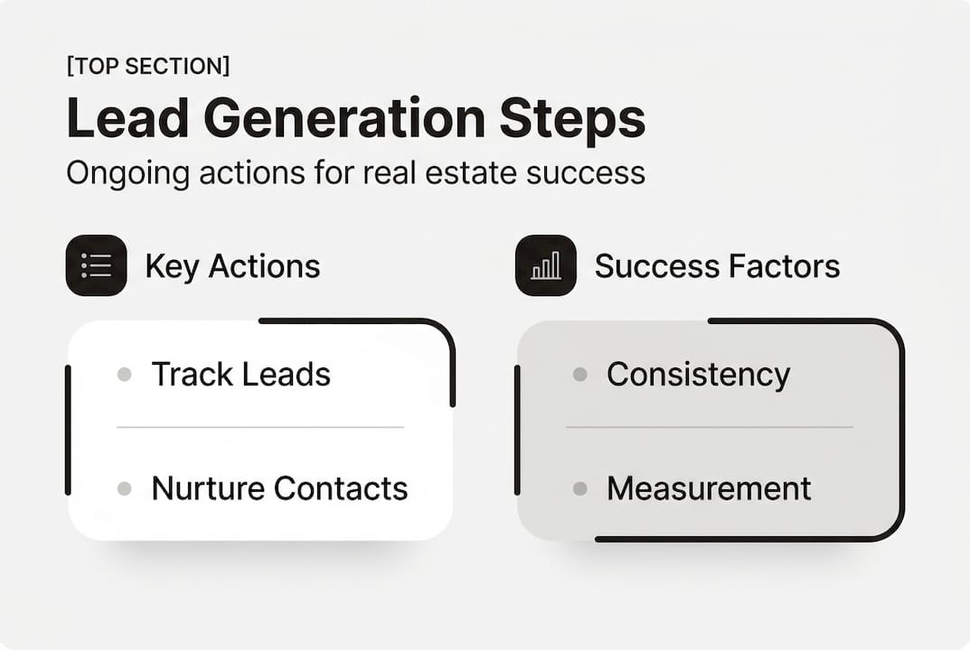 Infographic with lead generation steps and success factors