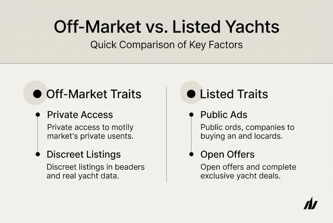 Infographic comparing off-market and listed yachts