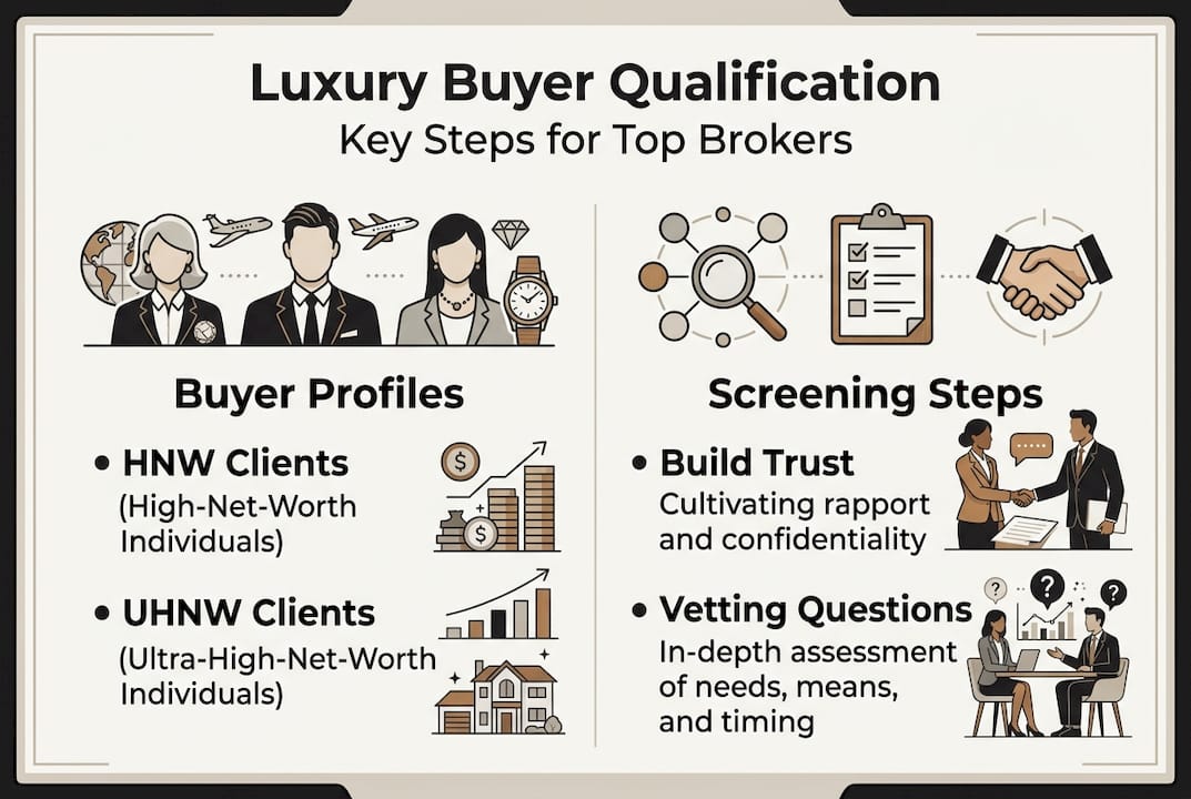 Infographic summarizing luxury buyer qualification steps