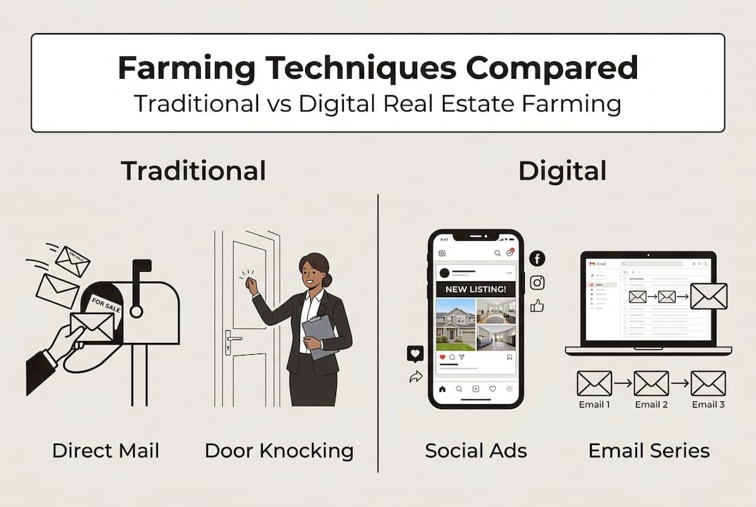 Infographic comparing traditional and digital farming