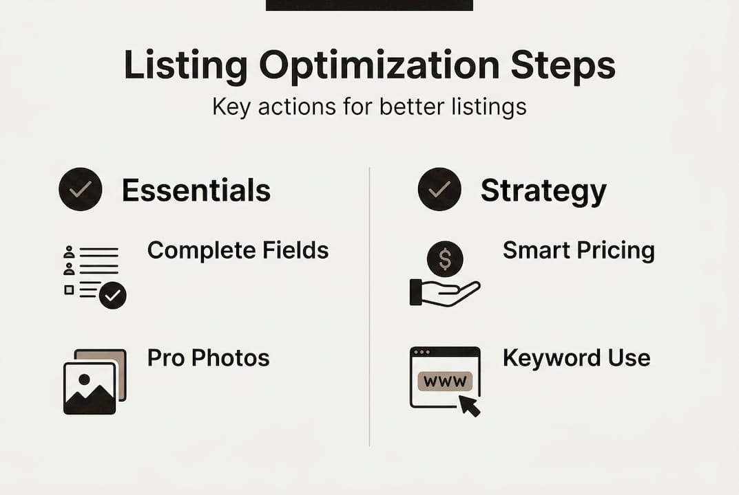 Infographic summarizing listing optimization steps