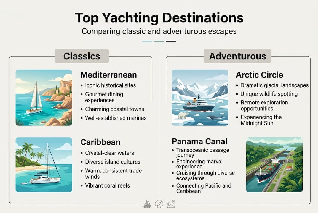 Infographic comparing top yachting destinations