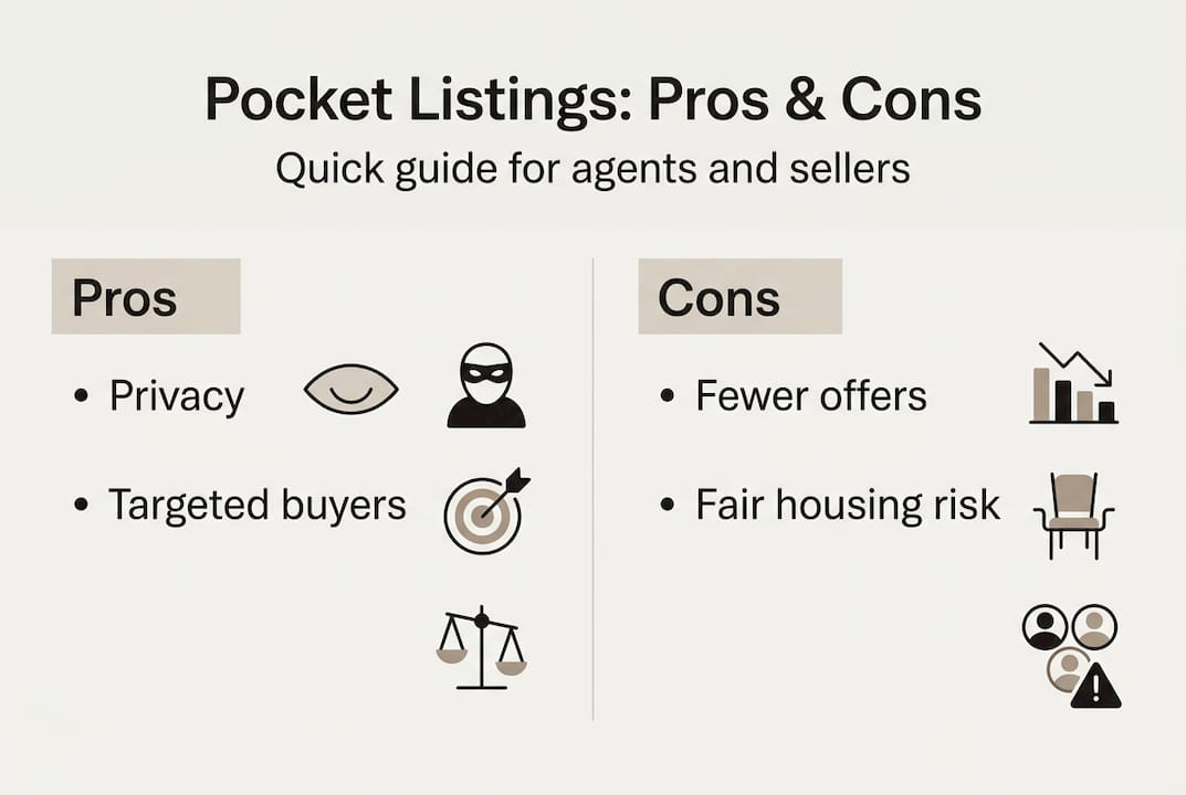 Infographic outlining pros and cons of pocket listings