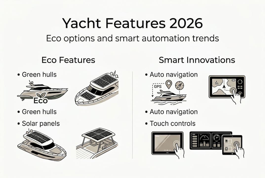 Infographic showing yacht features and innovations