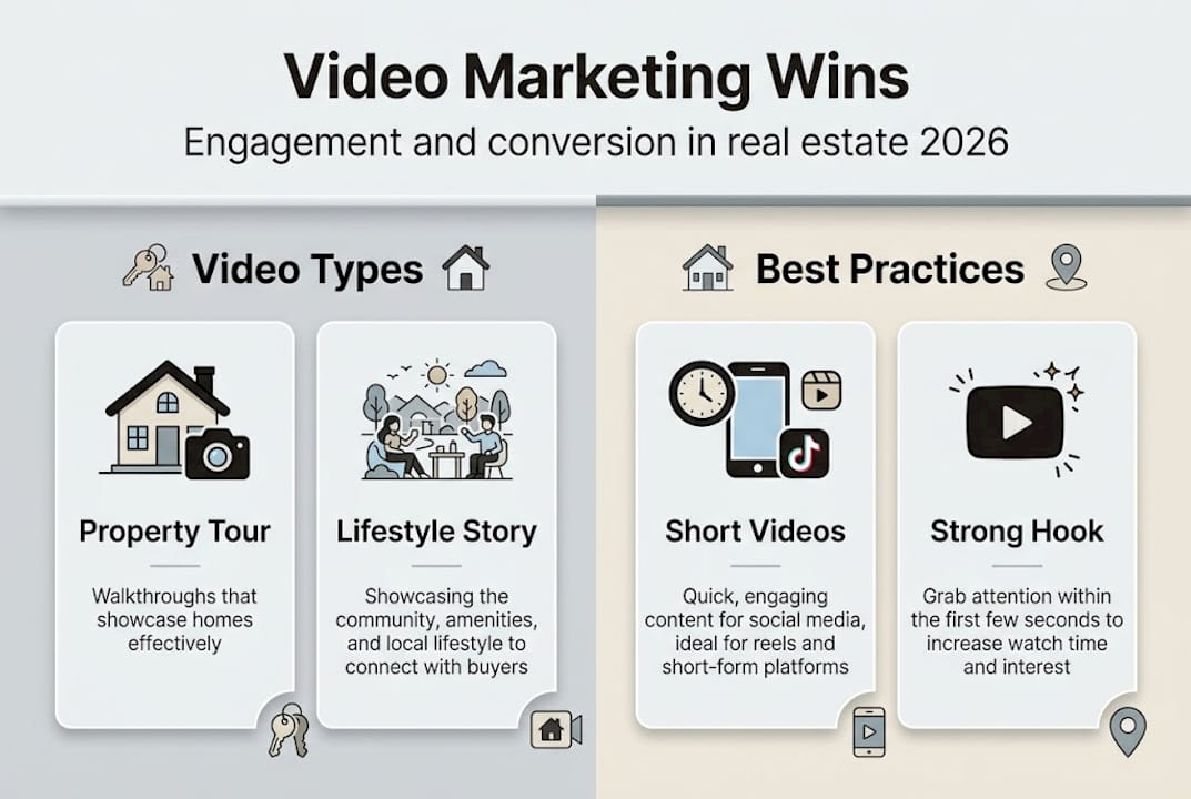 Infographic shows real estate video types and best practices