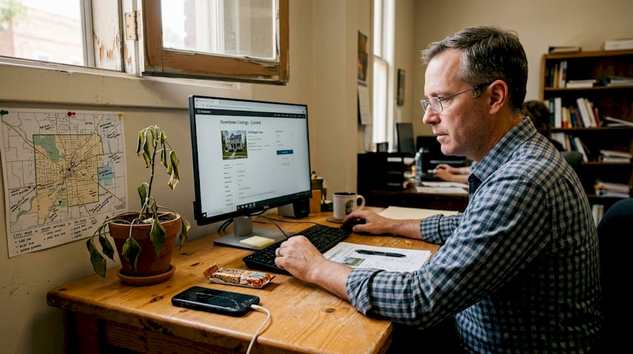 Agent updating digital real estate listing