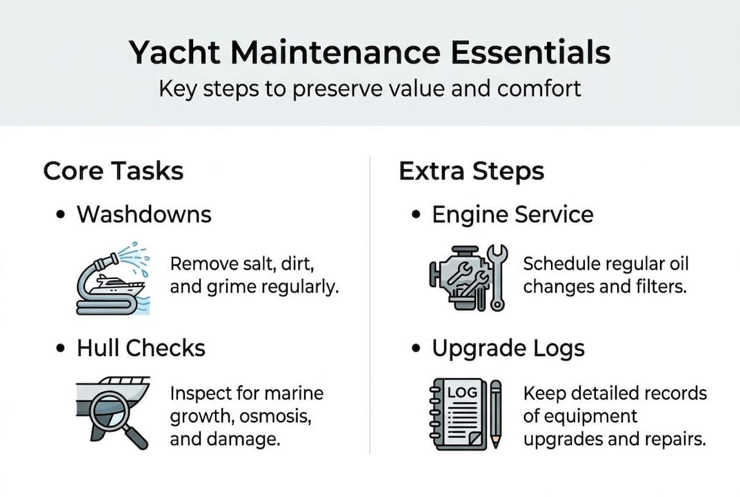 Infographic visualizing essential yacht maintenance steps