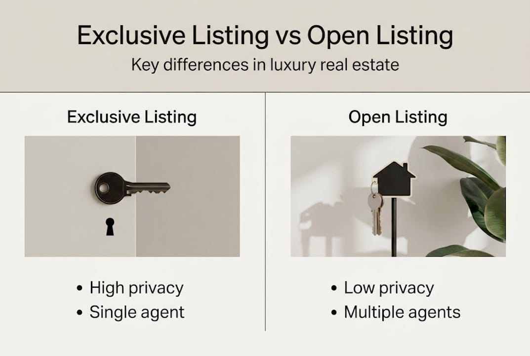 Infographic comparing exclusive and open listings