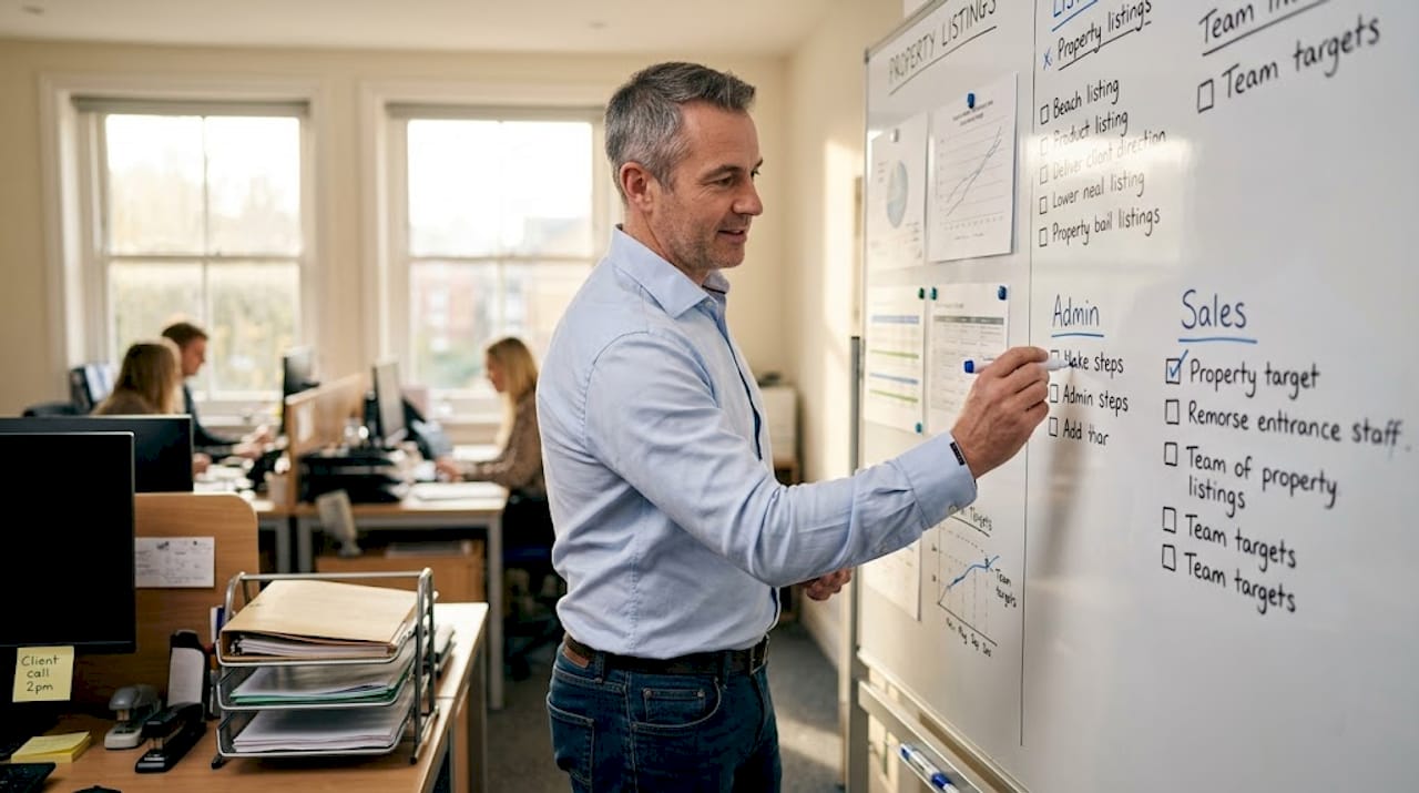 Team automating admin tasks, office setting