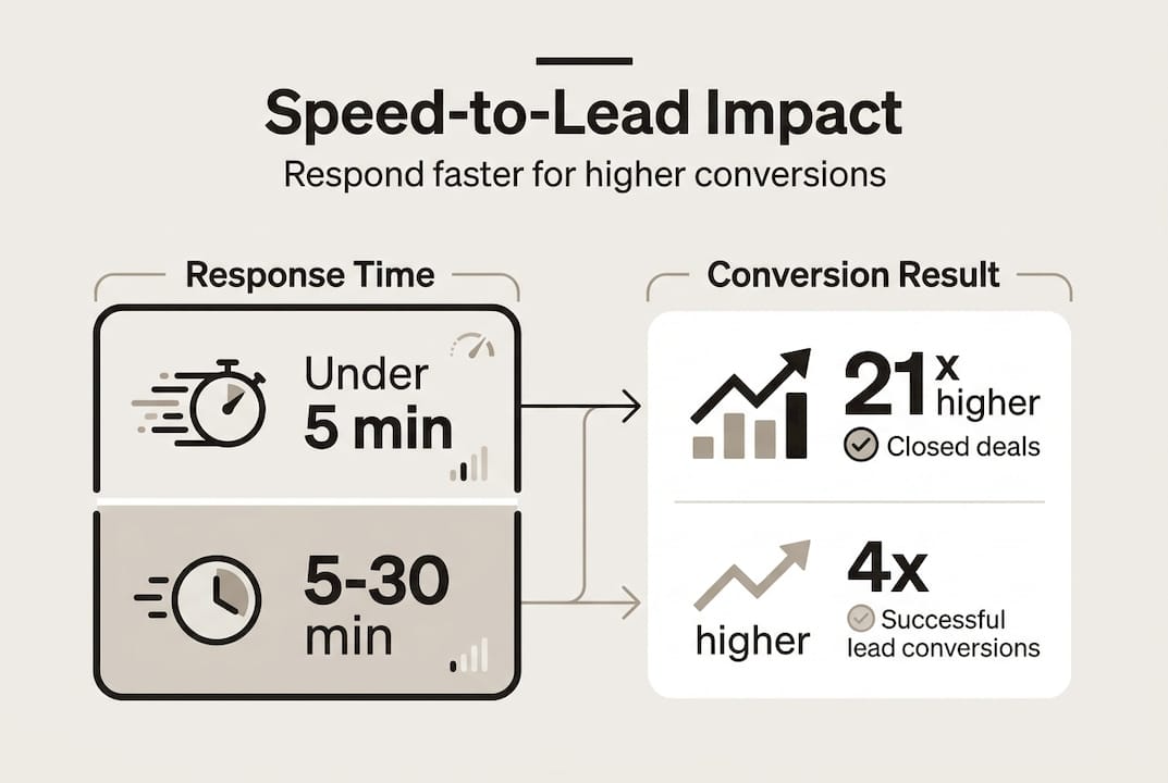 Infographic showing response time and conversion rates