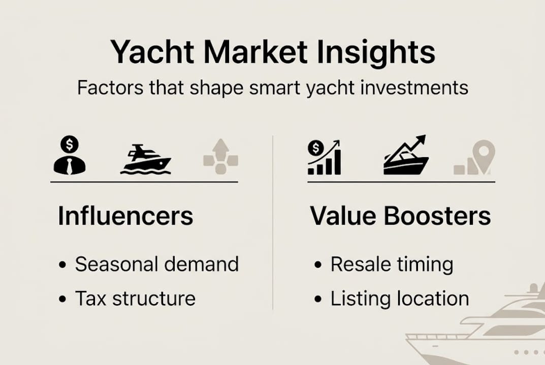 Infographic on key market factors for yachts