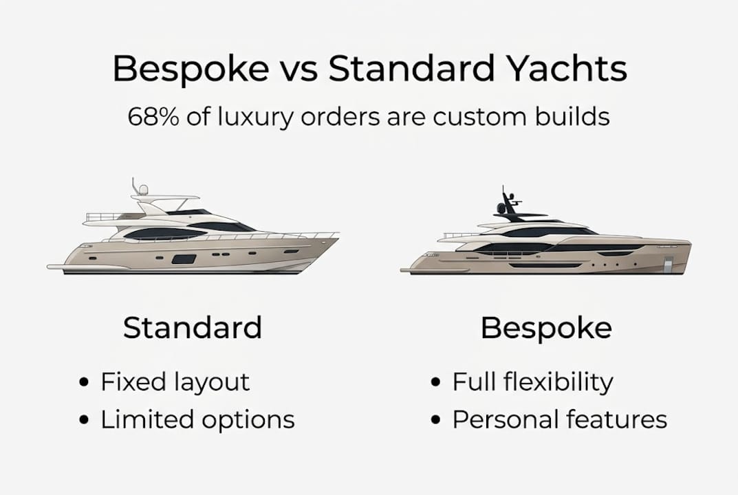 Infographic comparing bespoke and standard yachts