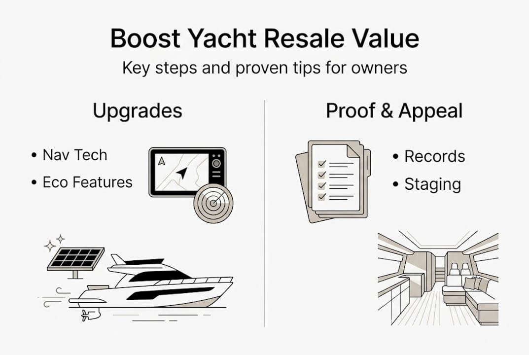 Infographic showing yacht resale value steps