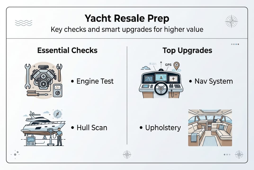 Infographic showing yacht resale prep steps