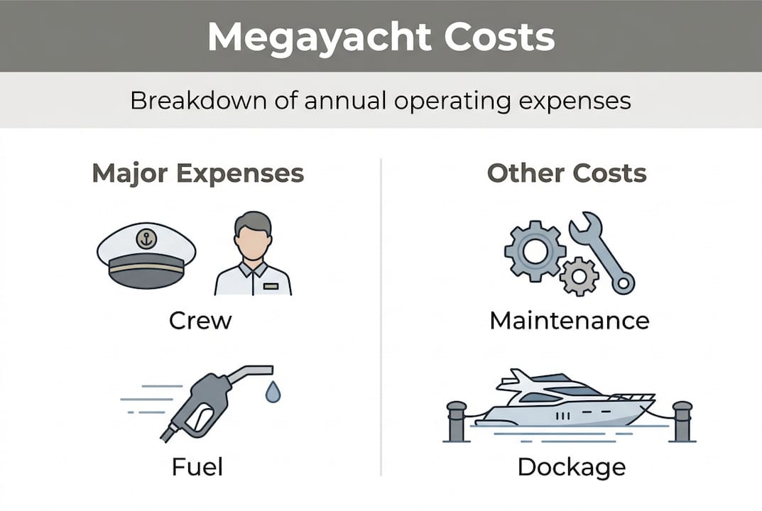 Infographic of megayacht annual cost breakdown