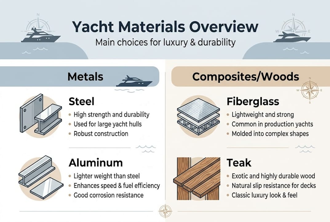 Infographic summarizing yacht materials