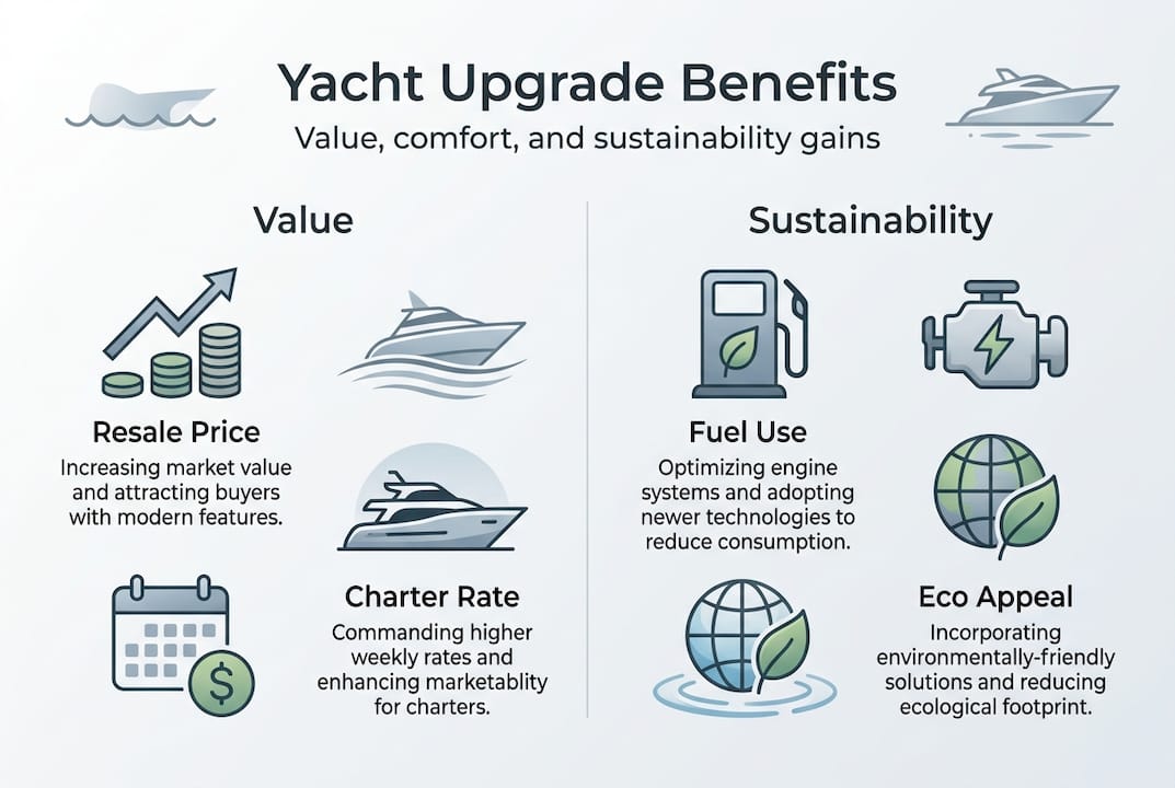 Infographic comparing yacht upgrade benefits