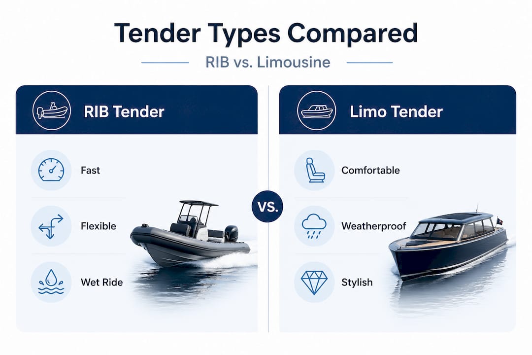 Infographic comparing RIB and limousine tenders