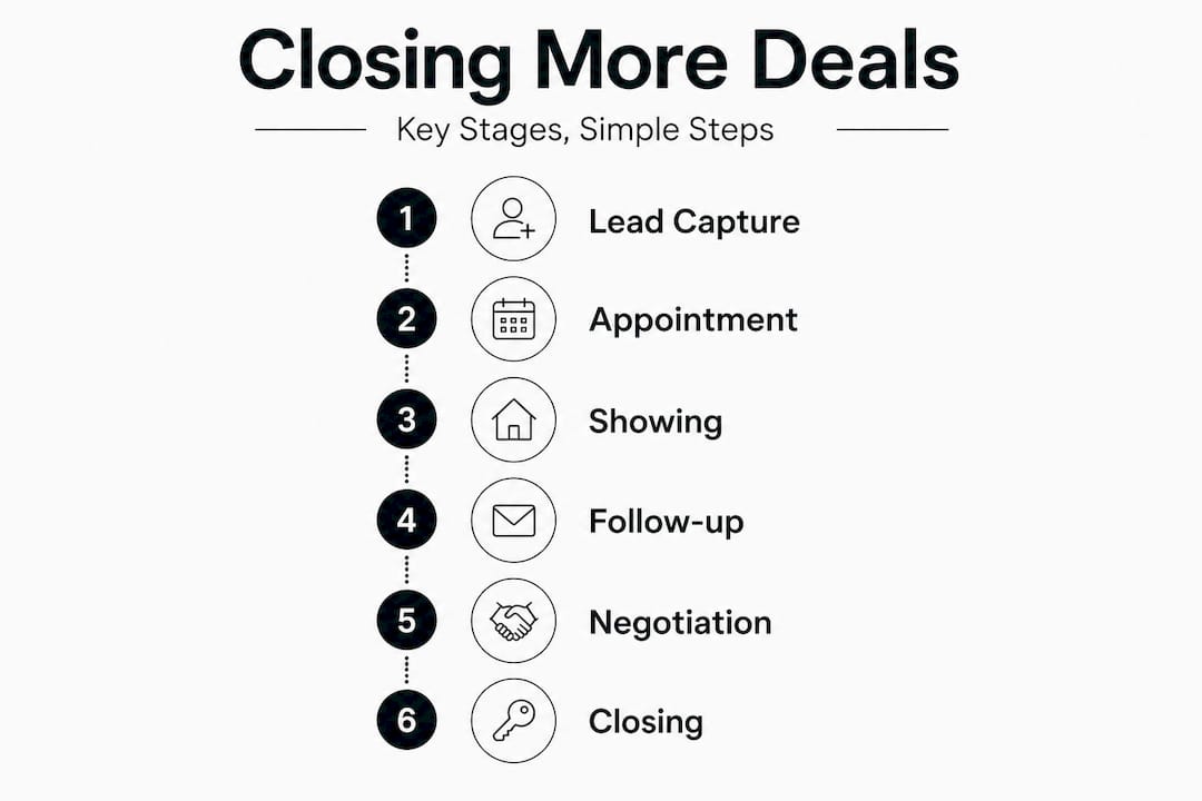 Infographic showing steps to close property deals