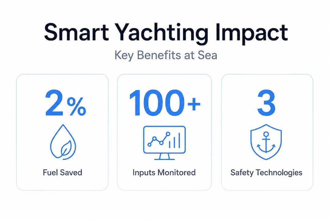 Infographic with yacht tech stats and benefits