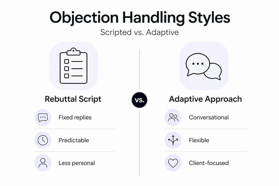 Infographic comparing objection handling styles
