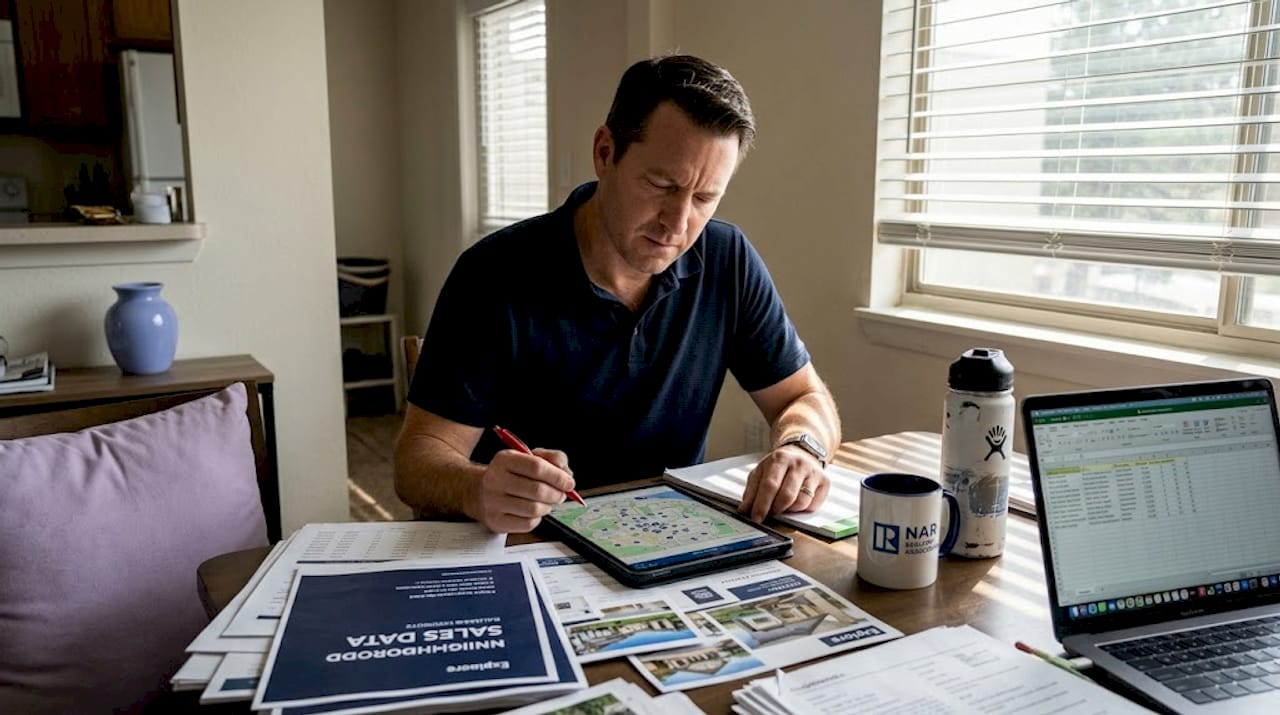 Agent researching local home pricing comps