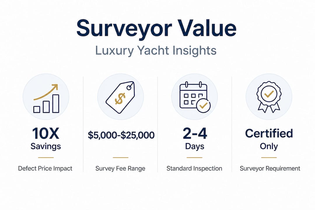 Infographic with luxury yacht survey key statistics