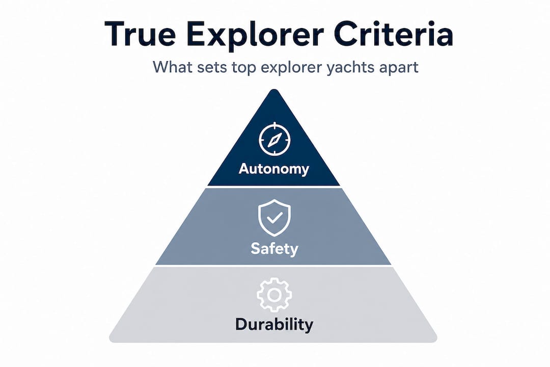 Infographic showing explorer yacht key criteria