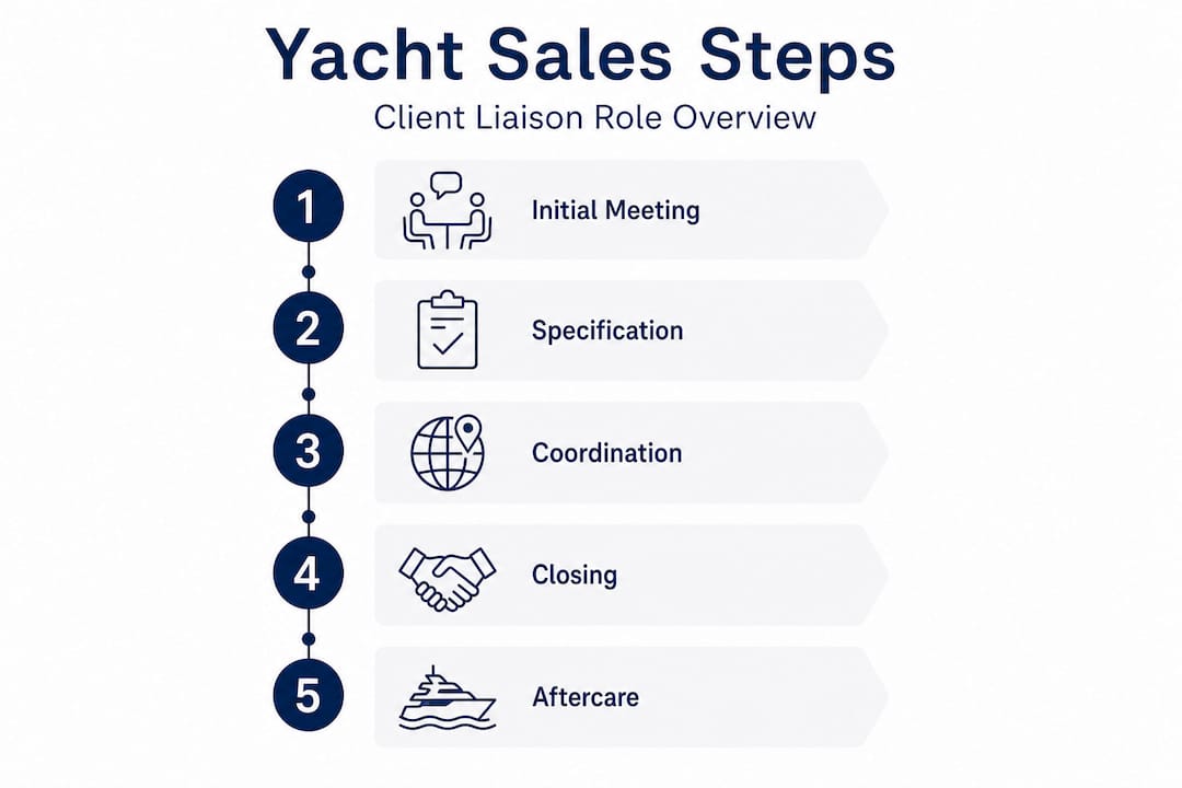 Infographic showing yacht sales steps