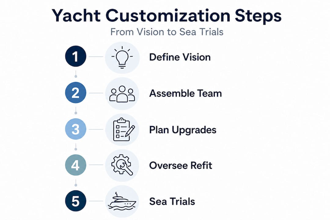 Infographic of yacht customization steps