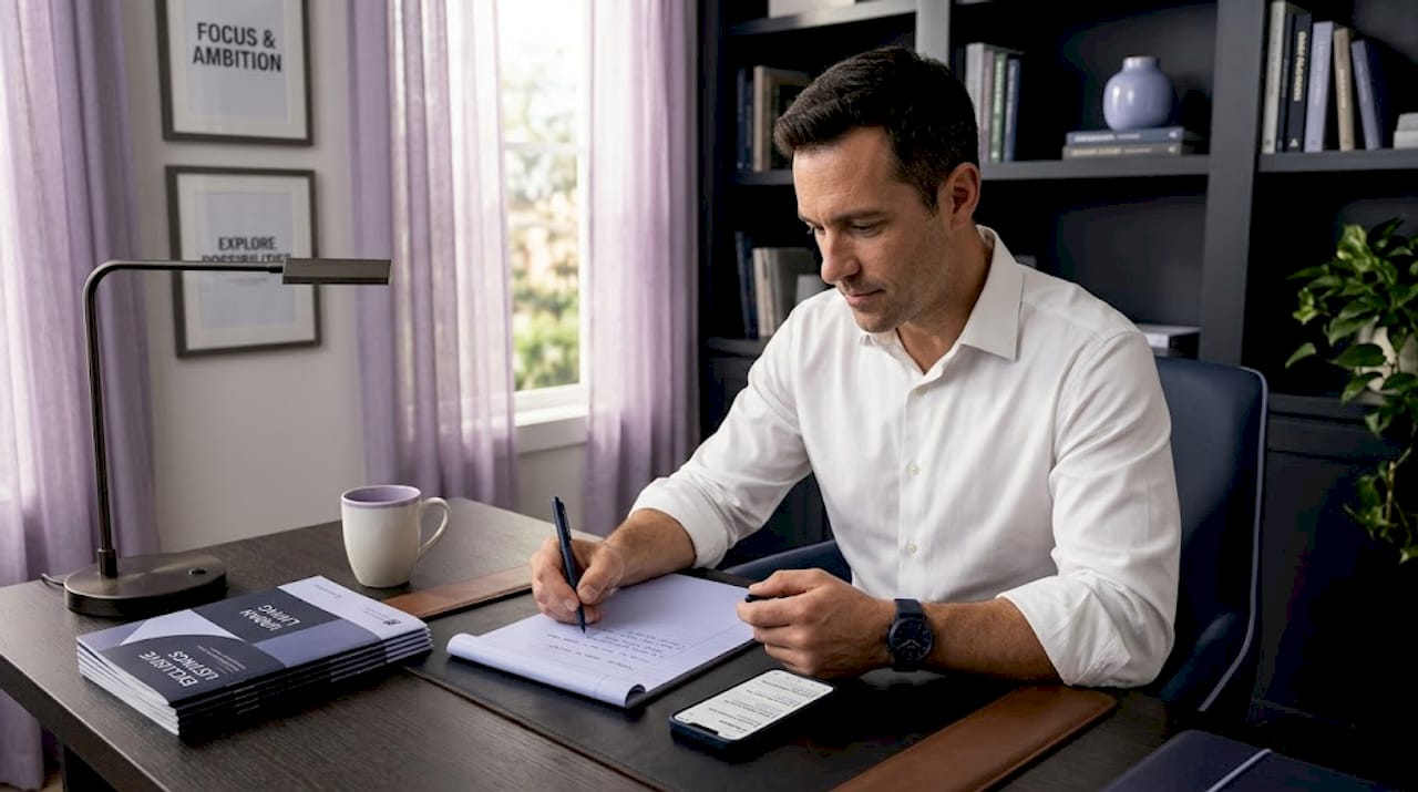 Agent noting property viewing follow-ups