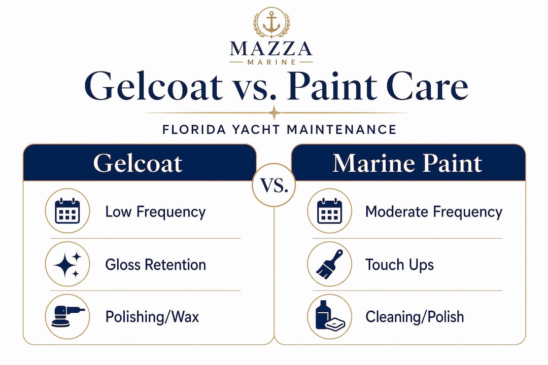 Split infographic comparing gelcoat and paint care