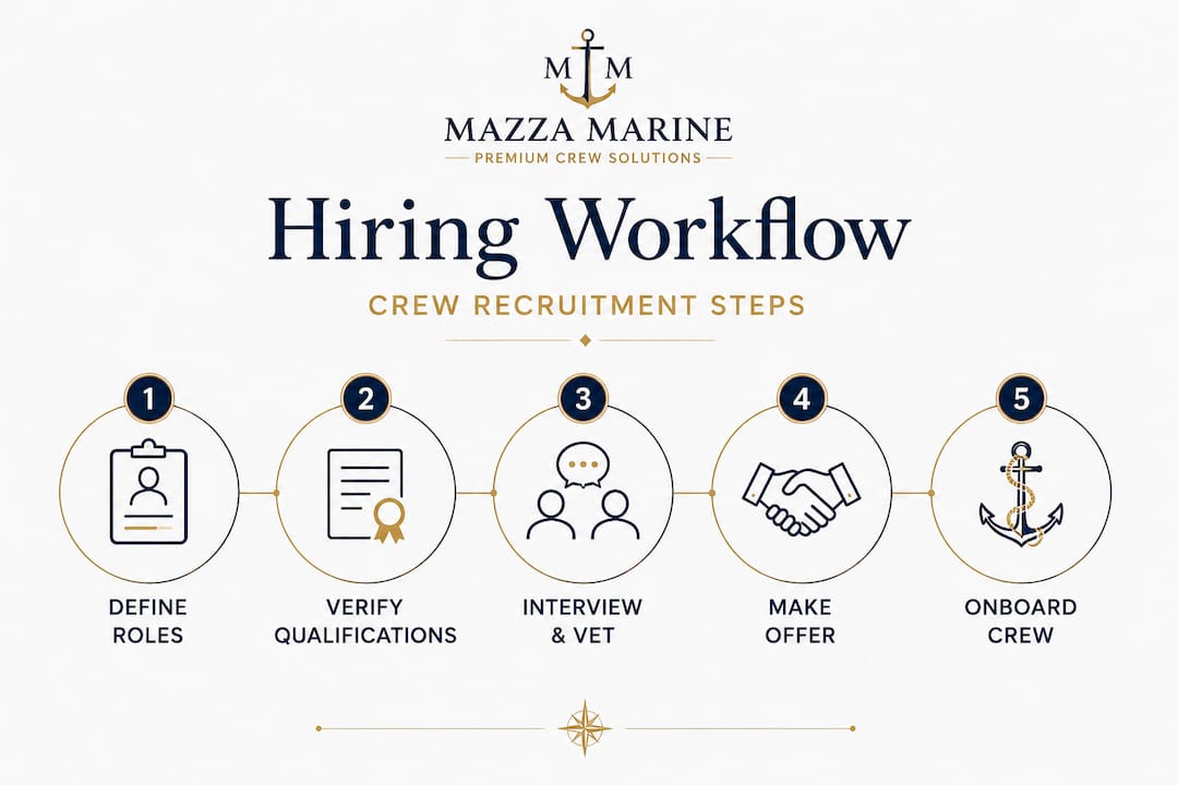 Infographic showing yacht crew hiring steps
